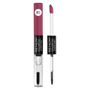 Revlon ColorStay Overtime Lipcolor, Dual Ended Longwearing Liquid Lipstick with Clear Lip Gloss, with Vitamin E in Pink, Infinite Raspberry (005), 0.07 oz