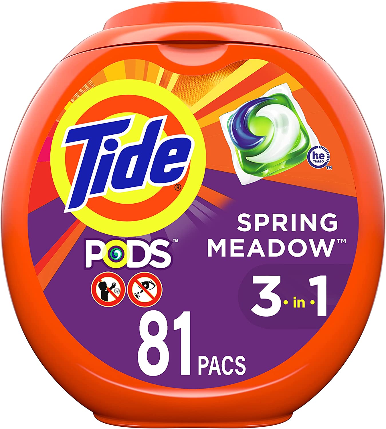 Tide PODS Liquid Laundry Detergent Pacs, Spring Meadow, 81 count